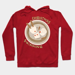 Marshmallow Snowman Swimming in Holiday Drink Hoodie